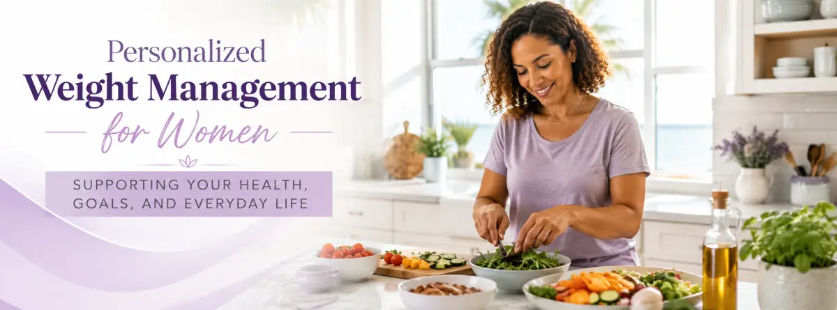 Charleston woman preparing a balanced meal for long-term weight management