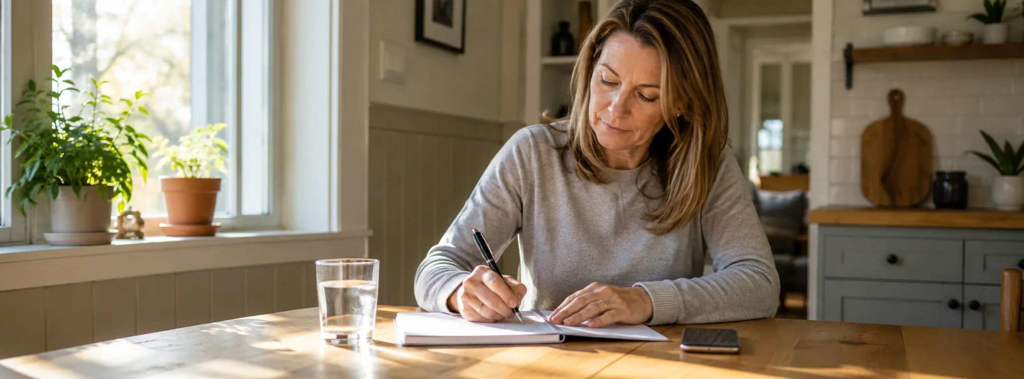 Woman tracking night sweats and menopause symptoms for a healthcare visit
